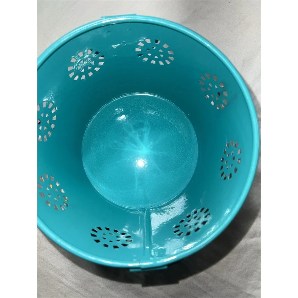 Hand painted Metal Teal Bucket